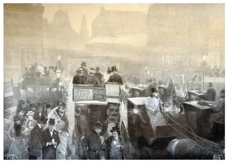 London in approaching fog