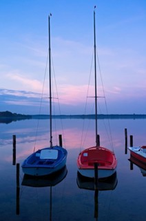Boats on Schaalsee lake