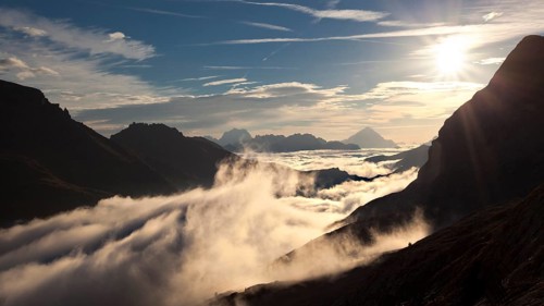 Sunrise near Marmolada Mountain
