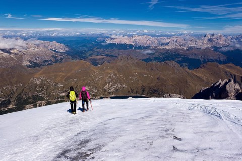 Mountain climbers on Marmolada Mountain