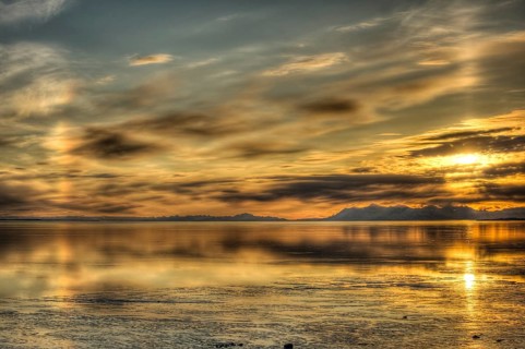 Sunset and halos over Cook Inlet