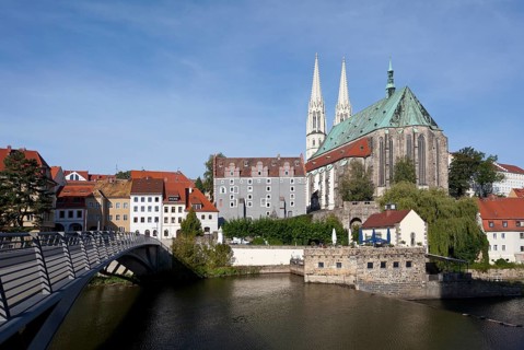 Altstadtbruecke bridge across the Neisse river between Goerlitz