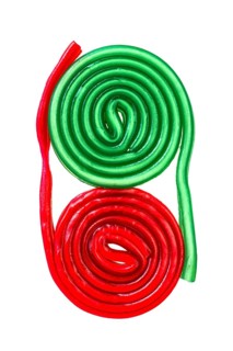 Green and red fruit gum snails