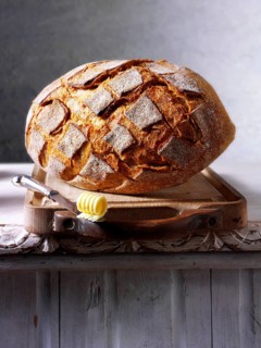 Artisan organic wholemeal bread loaf
