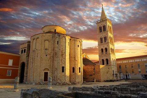The pre-Romanesque Byzantine St Donat's Church and the Campanile bell tower of St Anastasia Cathedral