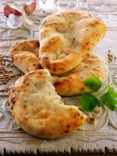 Garlic and coriander Indian naan bread