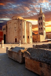The pre-Romanesque Byzantine St Donat's Church and the Campanile bell tower of the St Anastasia Cathedral