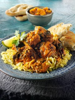 Chicken Sag Masala curry and rice