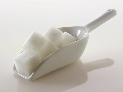 White refined sugar cubes