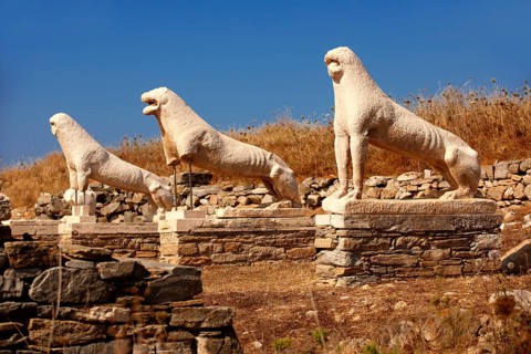 The Avenue of the Lions in the ruins of the Greek city of Delos