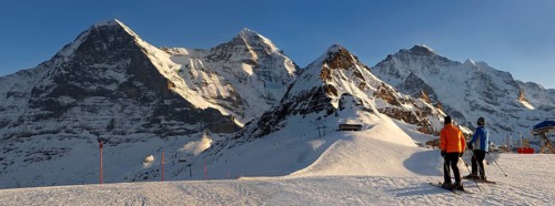 Skiers in winter