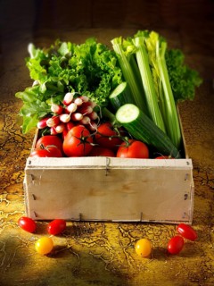 Box of mixed fresh vegetables