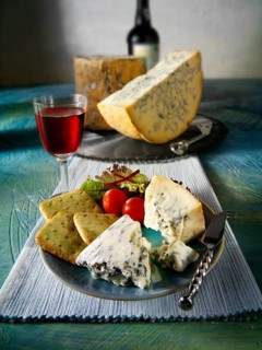 Traditional blue Stilton cheese and biscuits