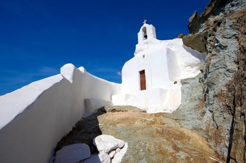 Hill-top Orthodox cave church above Naxos Thira