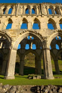 Rievaulx Abbey main aisle arches and windows