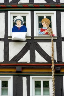 Fairy tale characters Frau Holda and Rapunzel