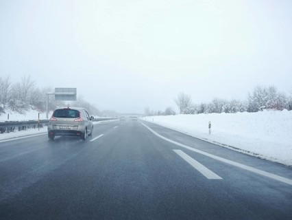 German Autobahn A5 at sleet