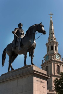 King George IV equestrian statue in front of St. Martin in the Fields Church