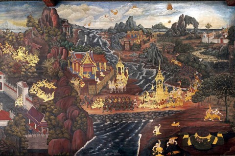 Ramakien mural in Phra Rabieng