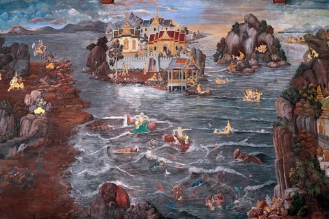 Ramakien mural in Phra Rabieng