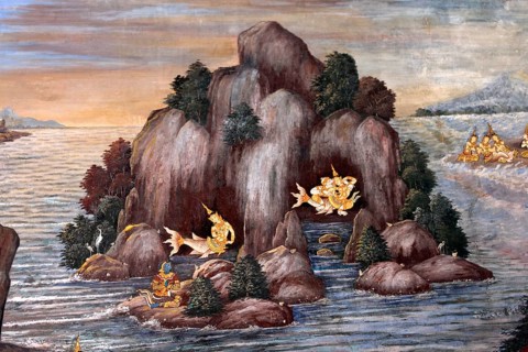 Ramakien mural in Phra Rabieng