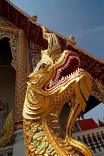 Naga figure at the entrance of Viharn Luang