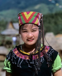 Miao girl wearing a traditional ethnic costume