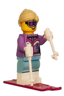 Doll with ski clothing and skis