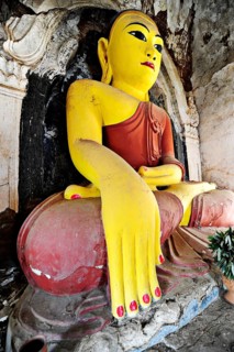 Old Buddha in a temple in Amarapura