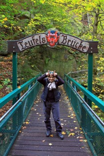 Woman standing on Teufelsbruecke
