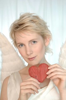 Blonde woman with angel wings