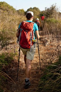 Woman hiking near Cala en Porter