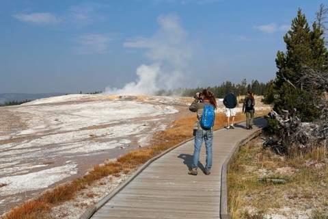 Tourists at the Upper Geyser Basin
