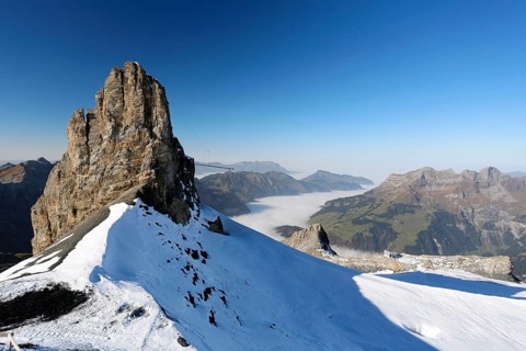 View over a sea of fog