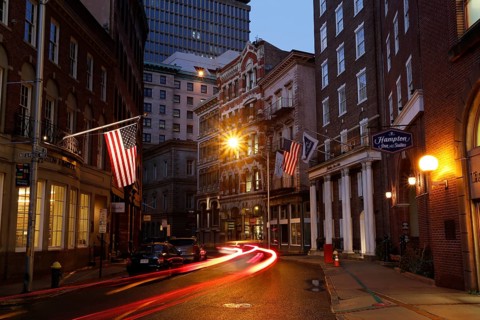 Weybosset Street in the evening