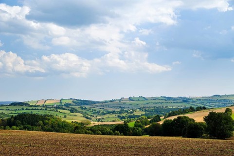 Landscape near the town of Thermalbad Wiesenbad as seen from Freiberger Strasse street