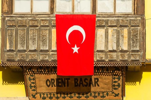 Facade with a Turkish flag
