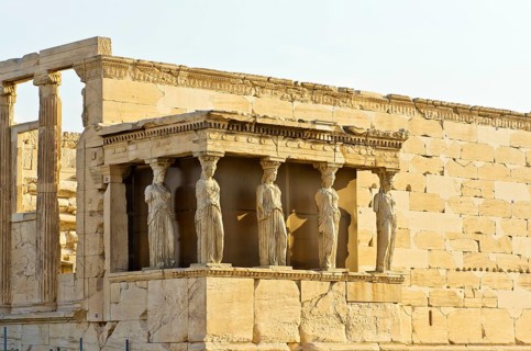 Southern portico of the Erechtheion temple with the Caryatids