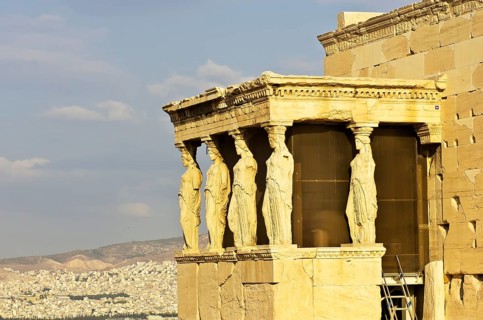 Southern portico of the Erechtheion temple with the Caryatids