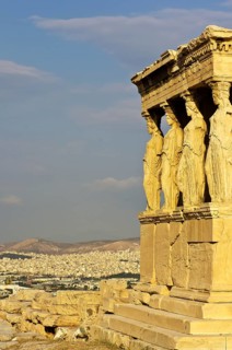 Southern portico of the Erechtheion temple with the Caryatids