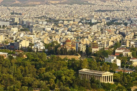 View from the Acropolis over the city of Athens