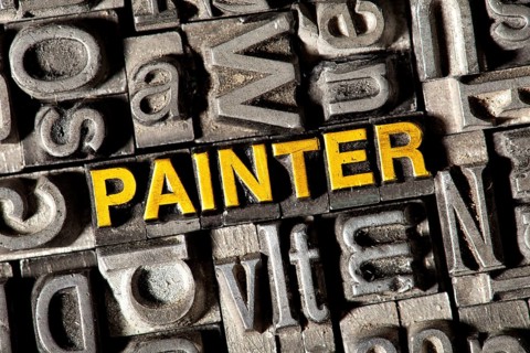 Old lead letters forming the word PAINTER