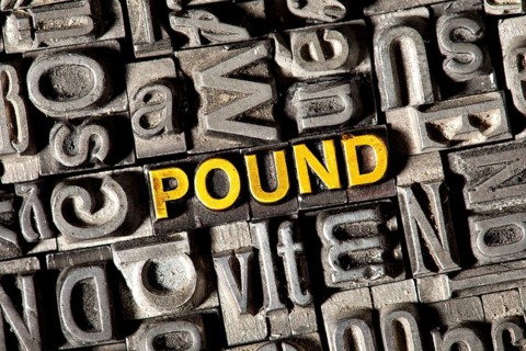 Old lead letters forming the word "POUND"