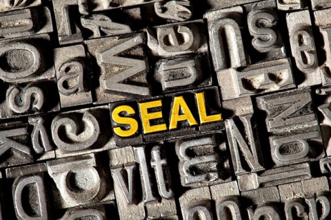 Old lead letters forming the word 'SEAL'