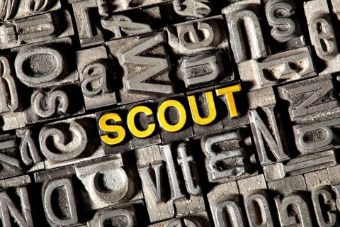 Old lead letters forming the word 'SCOUT'
