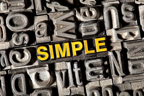 Old lead letters forming the word 'SIMPLE'