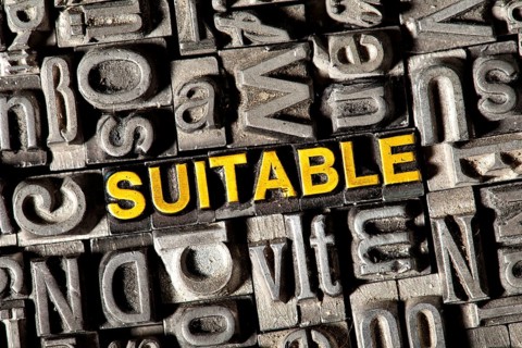 Old lead letters forming the word 'SUITABLE'
