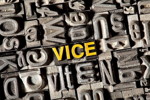 Old lead letters forming the word Vice