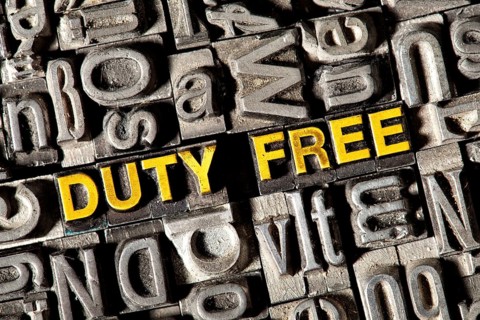 Old lead letters forming the word Duty Free