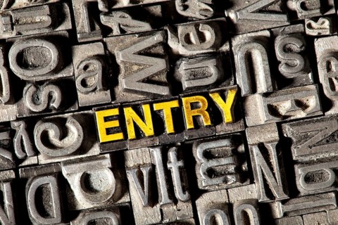 Old lead letters forming the word Entry